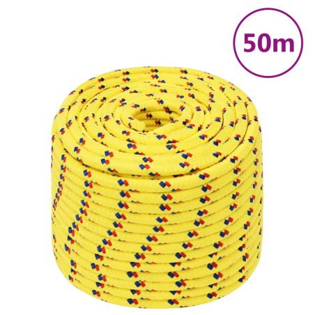 vidaXL Cuerda de barco polipropileno amarillo 14 mm 50 m
