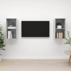vidaXL Muebles de salón de pared 2 pzs madera ingeniería gris hormigón