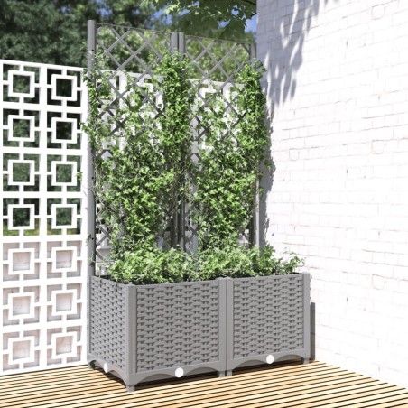 vidaXL Jardinera con enrejado PP gris claro 80x40x136 cm