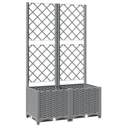 vidaXL Jardinera con enrejado PP gris claro 80x40x136 cm