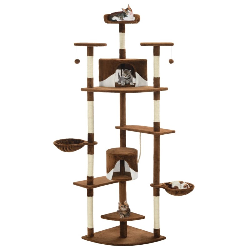 vidaXL Rascador para gatos con poste de sisal marrón y blanco 203 cm vidaXL Rascador para gatos con poste de sisal marrón y blanco 203 cm