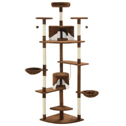 vidaXL Rascador para gatos con poste de sisal marrón y blanco 203 cm