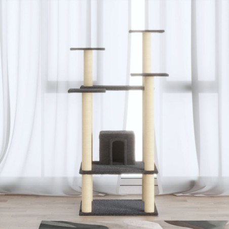 vidaXL Rascador para gatos con postes de sisal gris oscuro 110 cm