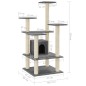 vidaXL Rascador para gatos con postes de sisal gris oscuro 110 cm