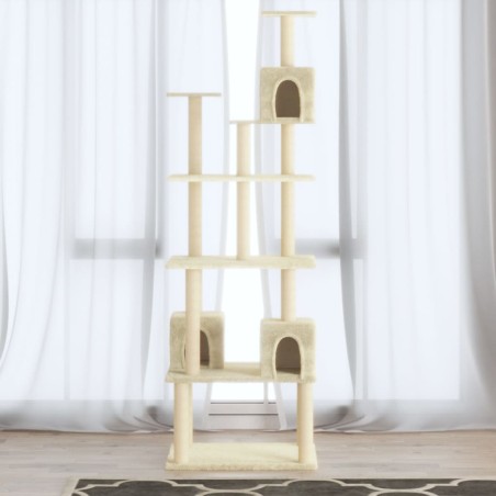 vidaXL Rascador para gatos con postes de sisal crema 188 cm