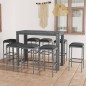 vidaXL Muebles de bar para jardín 9 pzas cojines ratán sintético gris vidaXL Muebles de bar para jardín 9 pzas cojines ratán sintético gris