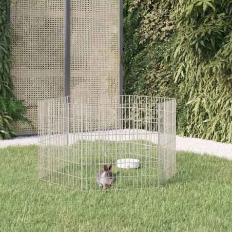 vidaXL Jaula para conejos 6 paneles hierro galvanizado 54x60 cm