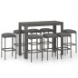 vidaXL Muebles de bar para jardín 9 pzas cojines ratán sintético gris vidaXL Muebles de bar para jardín 9 pzas cojines ratán sintético gris