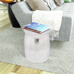 vidaXL Taburete/mesita de centro de aluminio martillado plateado 