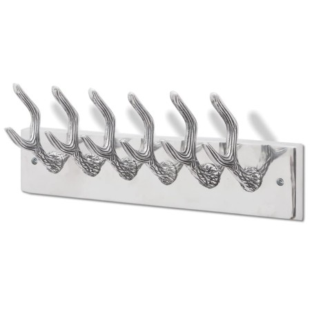 Colgador de aluminio con ganchos para ropa, abrigos (Plateado)