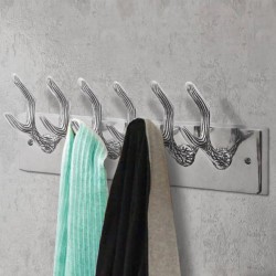 Colgador de aluminio con ganchos para ropa, abrigos (Plateado)