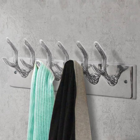 Colgador de aluminio con ganchos para ropa, abrigos (Plateado)