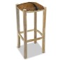 vidaXL Taburete de cocina de cuero auténtico y madera de teca maciza vidaXL Taburete de cocina de cuero auténtico y madera de teca maciza