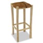 vidaXL Taburete de cocina de cuero auténtico y madera de teca maciza vidaXL Taburete de cocina de cuero auténtico y madera de teca maciza