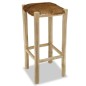 vidaXL Taburete de cocina de cuero auténtico y madera de teca maciza vidaXL Taburete de cocina de cuero auténtico y madera de teca maciza