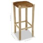 vidaXL Taburete de cocina de cuero auténtico y madera de teca maciza vidaXL Taburete de cocina de cuero auténtico y madera de teca maciza