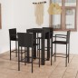 vidaXL Muebles de bar de jardín 5 pzas ratán PE reposabrazos negro