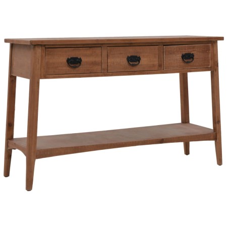vidaXL Mesa consola de madera de abeto maciza marrón 126x40x77,5 cm