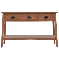 vidaXL Mesa consola de madera de abeto maciza marrón 126x40x77,5 cm