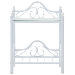 vidaXL Mesita de noche de acero y vidrio templado 45x30,5x60 cm blanco