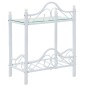 vidaXL Mesita de noche de acero y vidrio templado 45x30,5x60 cm blanco vidaXL Mesita de noche de acero y vidrio templado 45x30,5x60 cm blanco