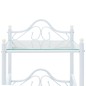 vidaXL Mesita de noche de acero y vidrio templado 45x30,5x60 cm blanco vidaXL Mesita de noche de acero y vidrio templado 45x30,5x60 cm blanco