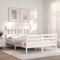 vidaXL Estructura de cama con cabecero madera maciza blanco 140x190 cm vidaXL Estructura de cama con cabecero madera maciza blanco 140x190 cm