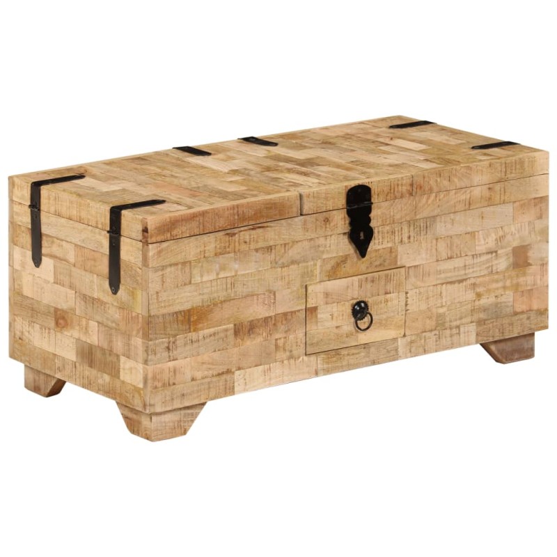 vidaXL Mesa de centro de madera de mango maciza 80x40x35 cm vidaXL Mesa de centro de madera de mango maciza 80x40x35 cm