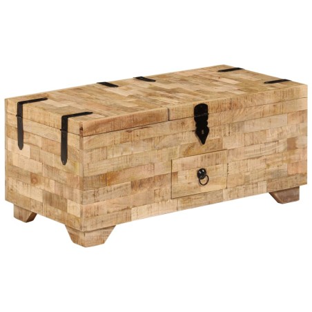 vidaXL Mesa de centro de madera de mango maciza 80x40x35 cm