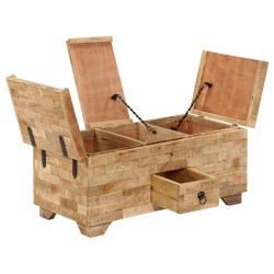 vidaXL Mesa de centro de madera de mango maciza 80x40x35 cm