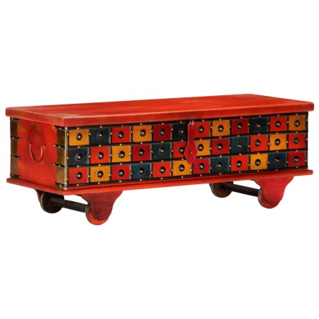 vidaXL Caja de almacenaje de madera maciza de acacia 110x40x40 cm rojo