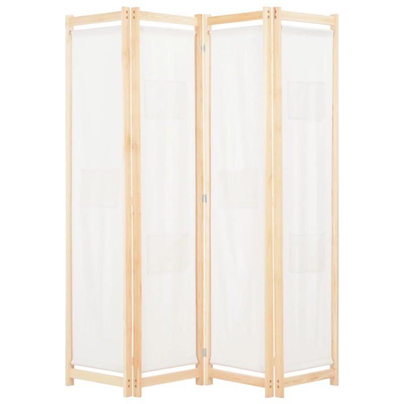 vidaXL Biombo divisor de 4 paneles de tela color crema 160x170x4 cm vidaXL Biombo divisor de 4 paneles de tela color crema 160x170x4 cm