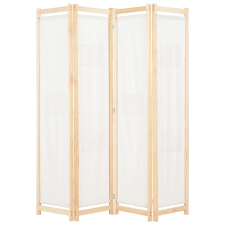 vidaXL Biombo divisor de 4 paneles de tela color crema 160x170x4 cm
