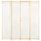 vidaXL Biombo divisor de 4 paneles de tela color crema 160x170x4 cm vidaXL Biombo divisor de 4 paneles de tela color crema 160x170x4 cm