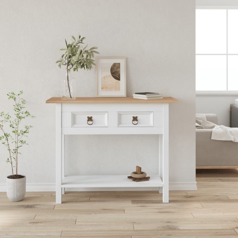 vidaXL Mesa consola Corona Range de pino mexicano blanco 90x34,5x73 cm vidaXL Mesa consola Corona Range de pino mexicano blanco 90x34,5x73 cm
