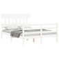 vidaXL Estructura de cama con cabecero madera maciza blanco 140x190 cm vidaXL Estructura de cama con cabecero madera maciza blanco 140x190 cm