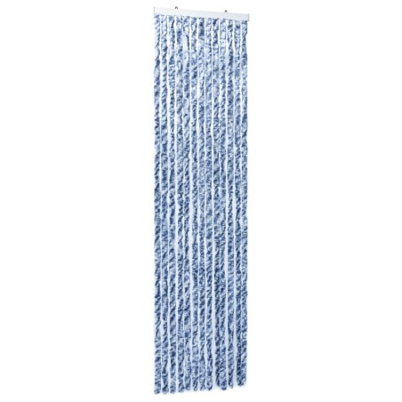 vidaXL Cortina mosquitera chenilla azul blanco y plateada 56x185 cm 