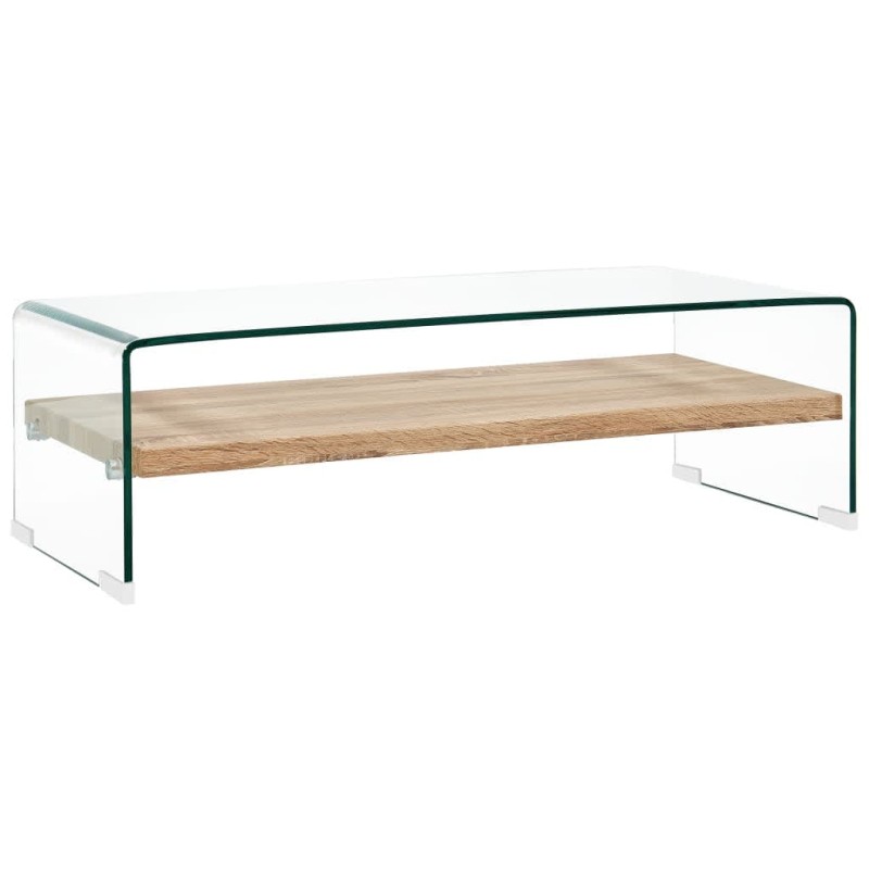 vidaXL Mesa de centro de vidrio templado transparente 98x45x31 cm vidaXL Mesa de centro de vidrio templado transparente 98x45x31 cm