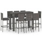 vidaXL Muebles de bar de jardín 9 pzas ratán PE y cojines antracita vidaXL Muebles de bar de jardín 9 pzas ratán PE y cojines antracita