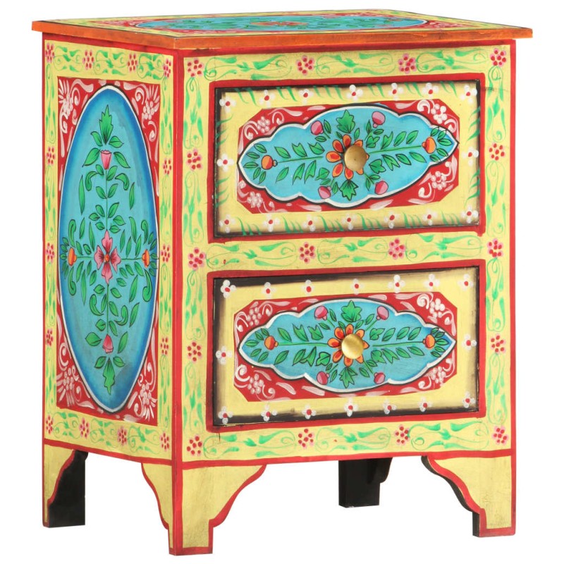 vidaXL Mesita de noche pintada a mano madera maciza mango 40x30x50 cm vidaXL Mesita de noche pintada a mano madera maciza mango 40x30x50 cm