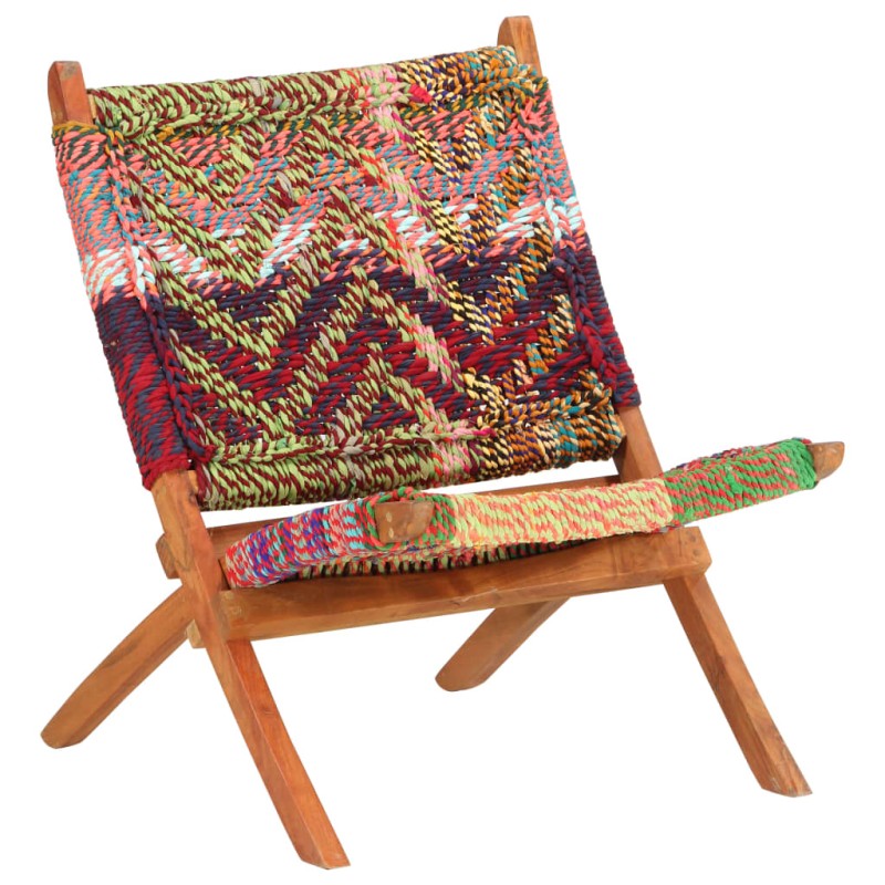vidaXLSilla chindi plegable de tela multicolor vidaXLSilla chindi plegable de tela multicolor