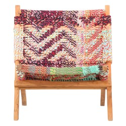 vidaXLSilla chindi plegable de tela multicolor