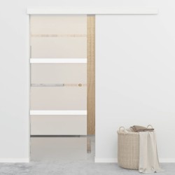 vidaXL Puerta corredera vidrio ESG y aluminio plateado 76x205 cm