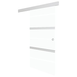 vidaXL Puerta corredera vidrio ESG y aluminio plateado 76x205 cm