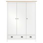 vidaXL Armario de 3 puertas Hill Range madera pino blanco 127x50x170cm vidaXL Armario de 3 puertas Hill Range madera pino blanco 127x50x170cm
