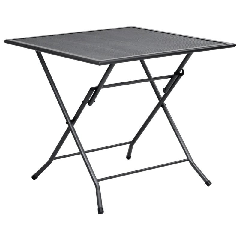 vidaXL Mesa plegable de malla de acero antracita 80x80x72 cm vidaXL Mesa plegable de malla de acero antracita 80x80x72 cm