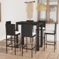 vidaXL Set muebles bar jardín 7 piezas y cojines ratán sintético negro vidaXL Set muebles bar jardín 7 piezas y cojines ratán sintético negro
