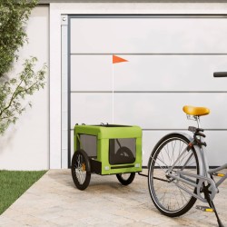 vidaXL Remolque de bicicleta mascotas hierro tela Oxford verde negro