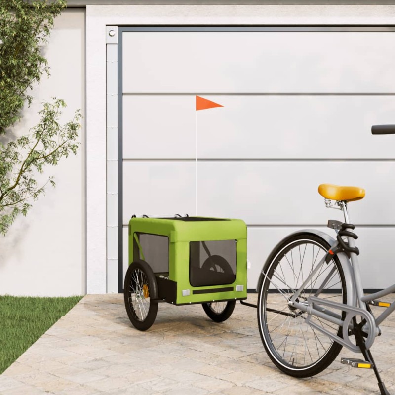 vidaXL Remolque de bicicleta mascotas hierro tela Oxford verde negro vidaXL Remolque de bicicleta mascotas hierro tela Oxford verde negro