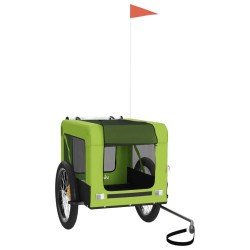 vidaXL Remolque de bicicleta mascotas hierro tela Oxford verde negro
